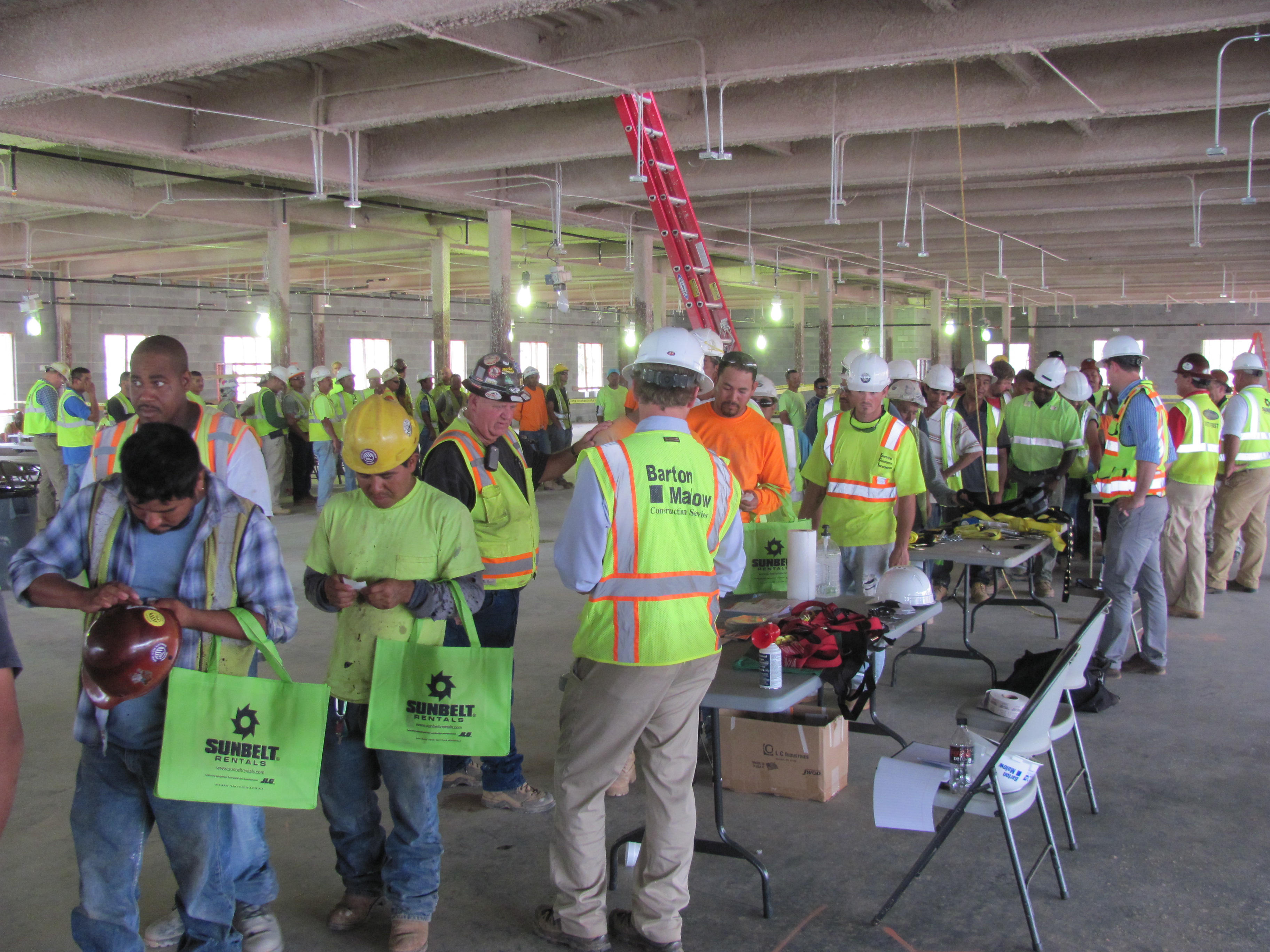 Workers in industrial safety instruction